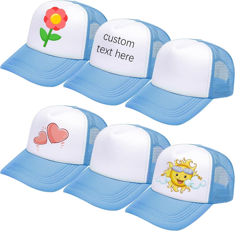 Ultrafun 6 Pack Kids Trucker Hat Sublimation Blank Plain Hats Mesh Adjustable Outdoor Sports Baseball Caps for Boys Girls - Image 1